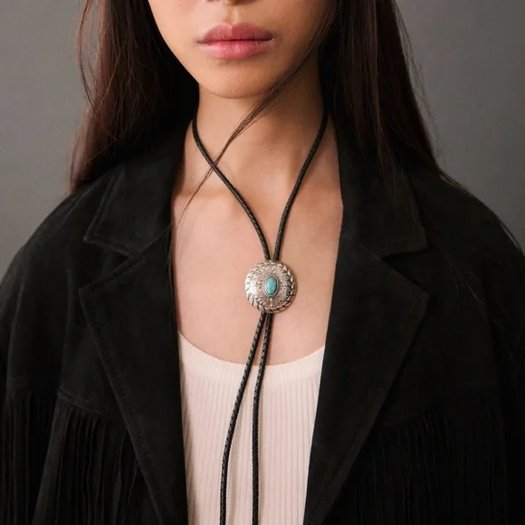 Mango Small Black Fringe Suede Jacket
